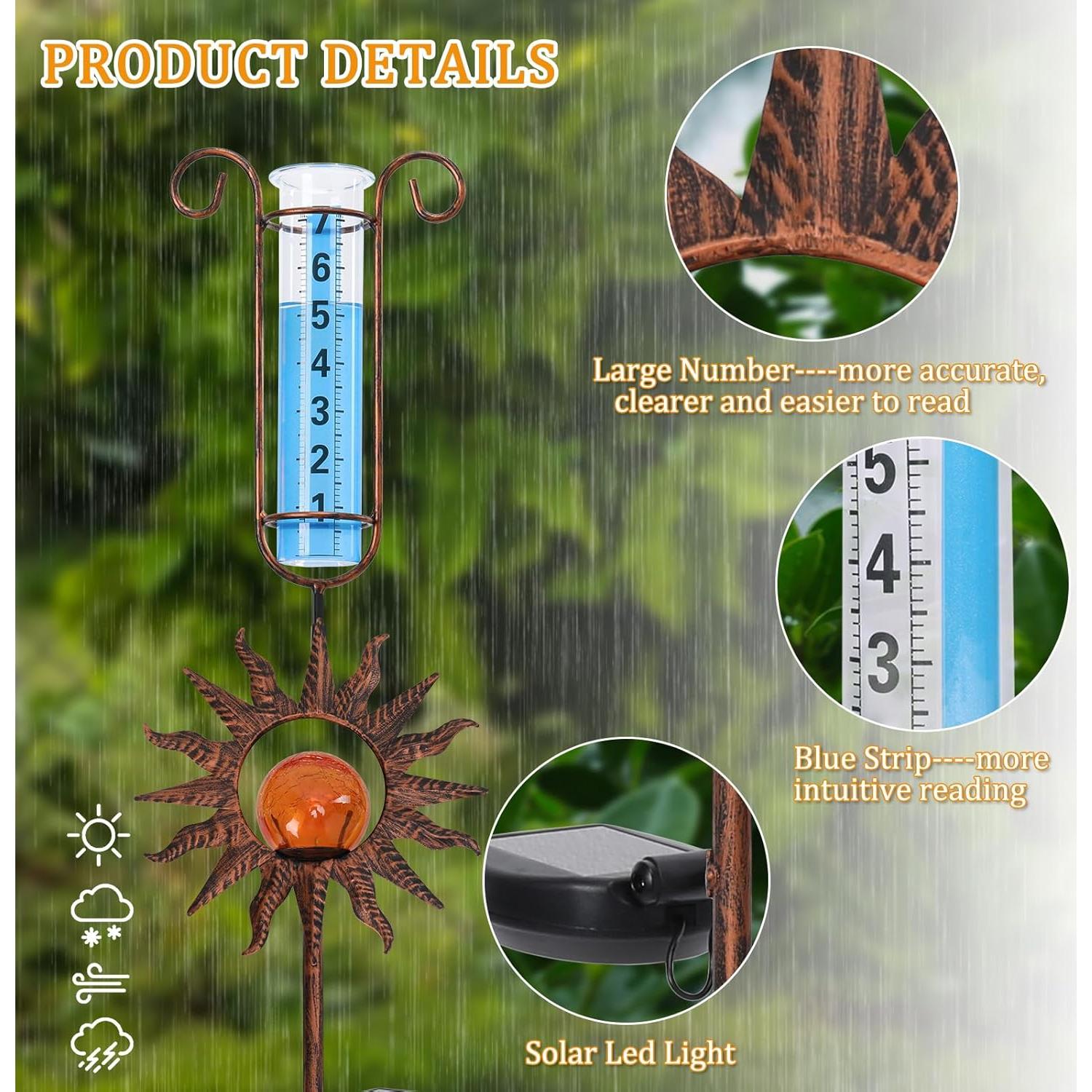 Medidor de Lluvia Solar WONDER GARDEN Naranja Craquelado