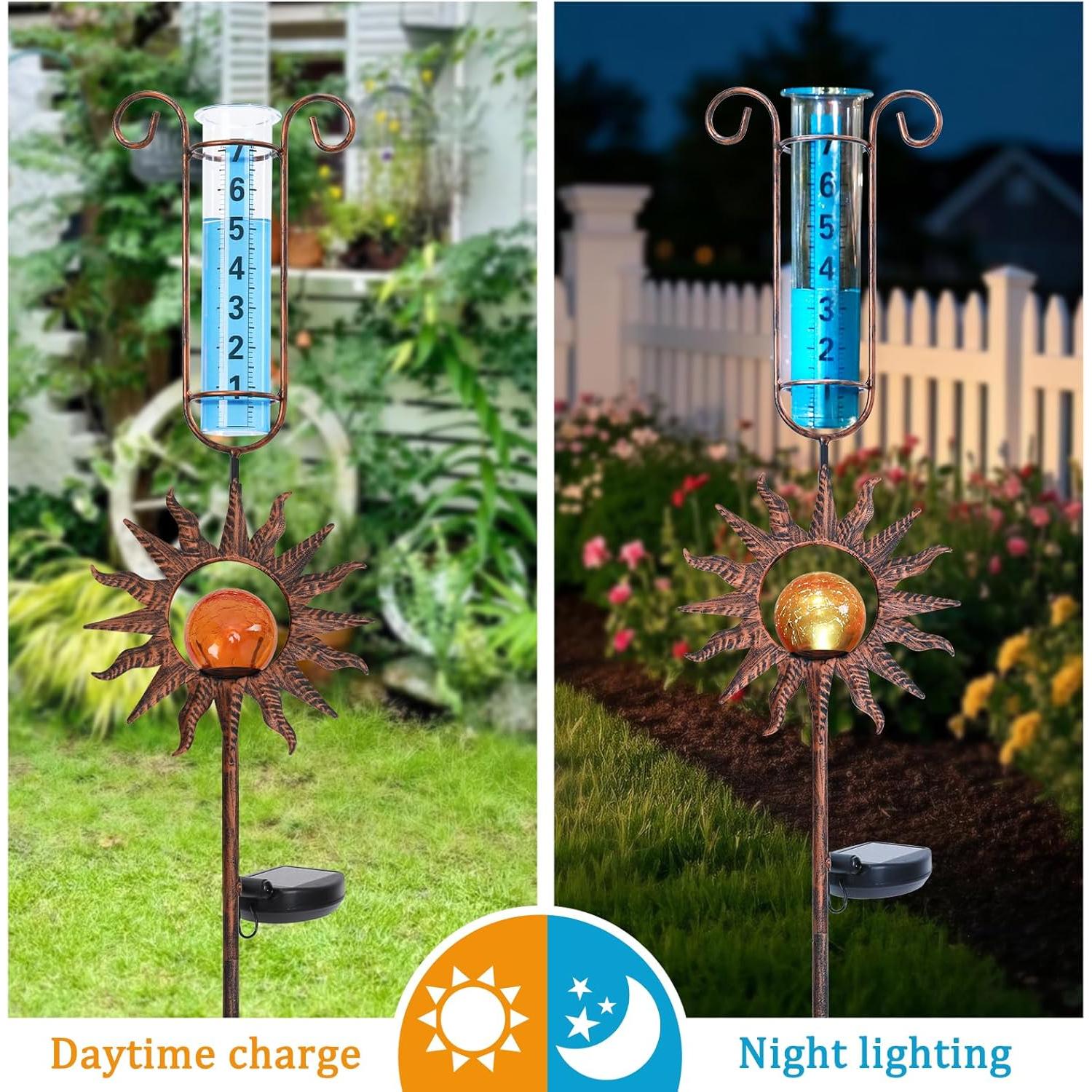 Medidor de Lluvia Solar WONDER GARDEN Naranja Craquelado