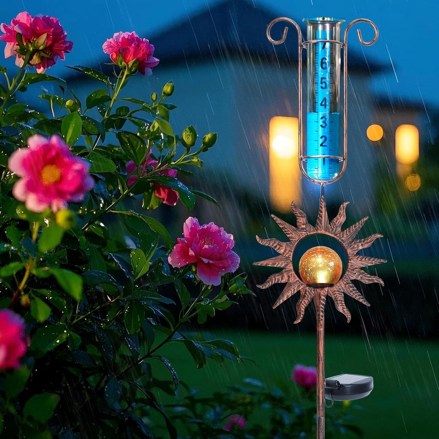 Medidor de Lluvia Solar WONDER GARDEN Naranja Craquelado