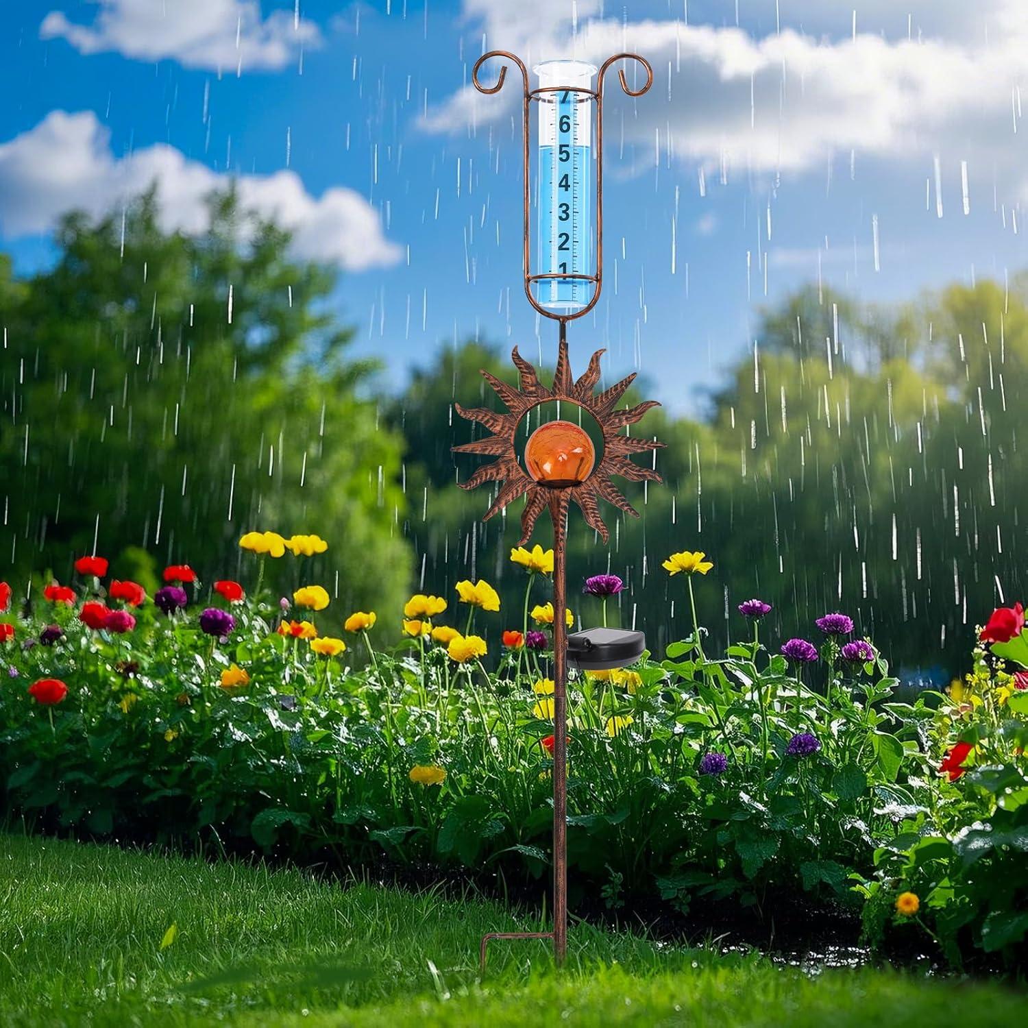 Medidor de Lluvia Solar WONDER GARDEN Naranja Craquelado