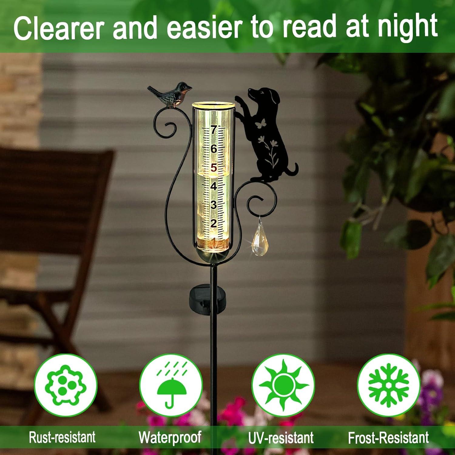 Pluviómetro Decorativo Solar con Estaca de Perro Negro 0.52kg