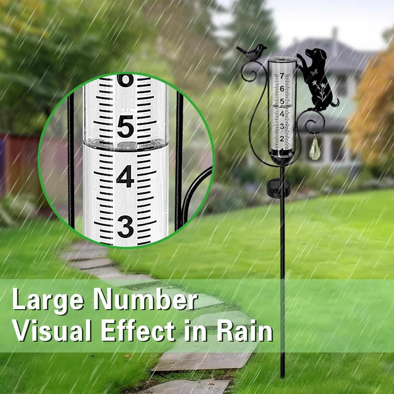 Pluviómetro Decorativo Solar con Estaca de Perro Negro 0.52kg
