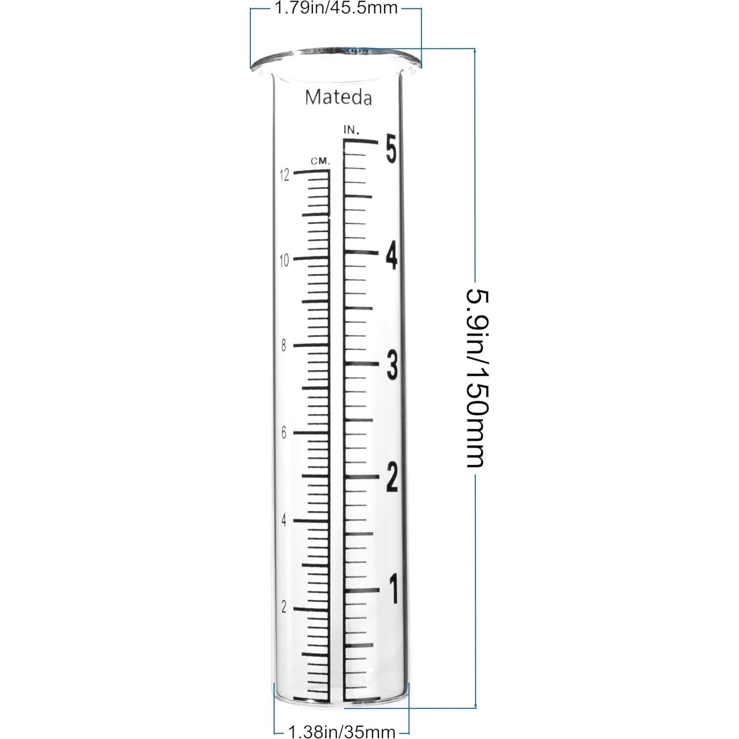 Tubo de Reemplazo para Pluviómetro Mateda 5" Vidrio - 2 Unidades