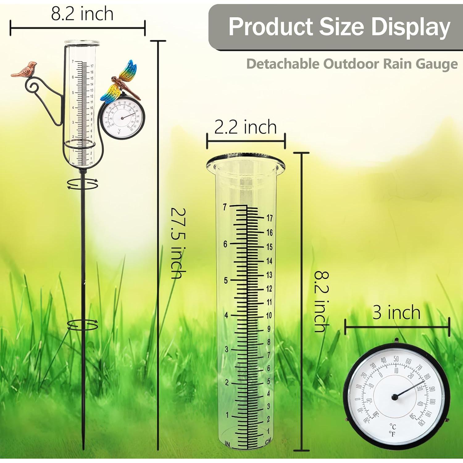 Pluviometro Exterior Senflame con Termómetro y Estaca Decorativa