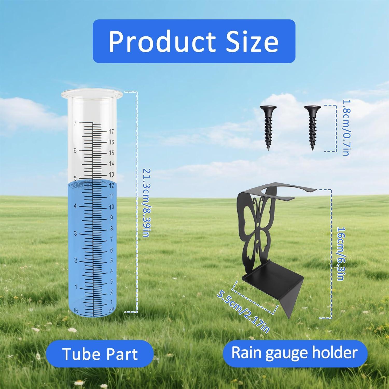 Medidor de Lluvia TBWHL 21cm con Soporte Acero Inoxidable Mariposa