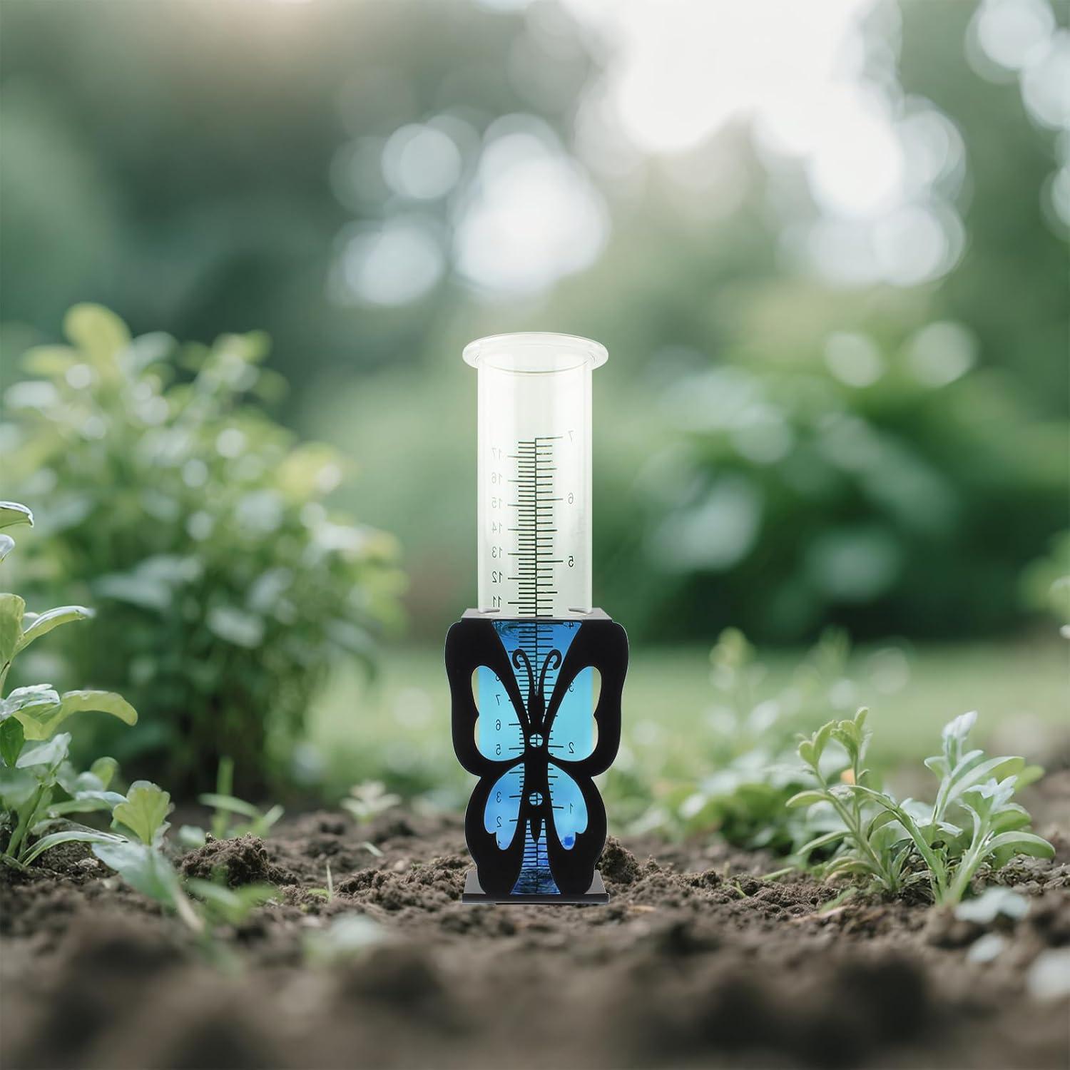 Medidor de Lluvia TBWHL 21cm con Soporte Acero Inoxidable Mariposa