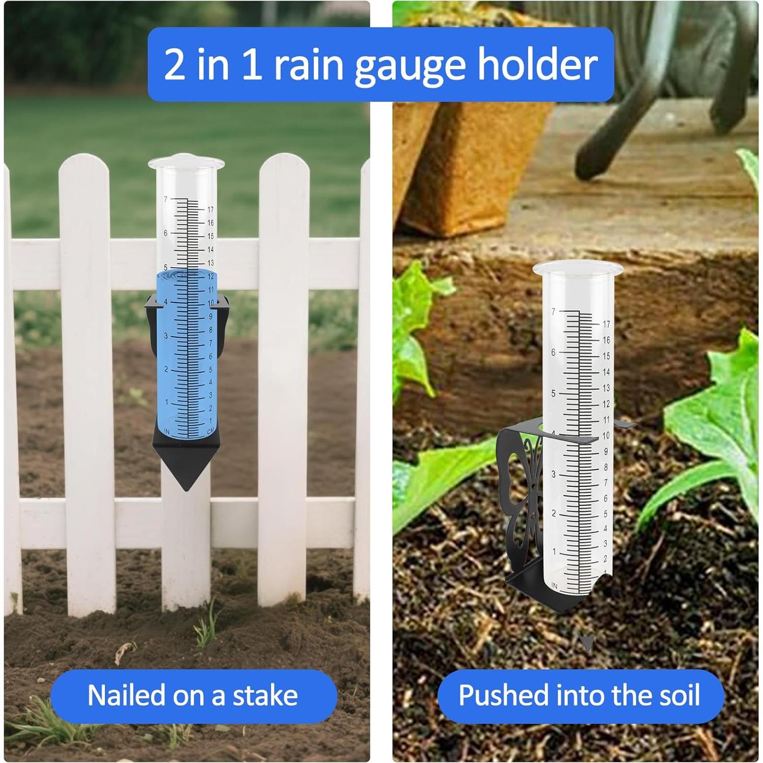 Medidor de Lluvia TBWHL 21cm con Soporte Acero Inoxidable Mariposa