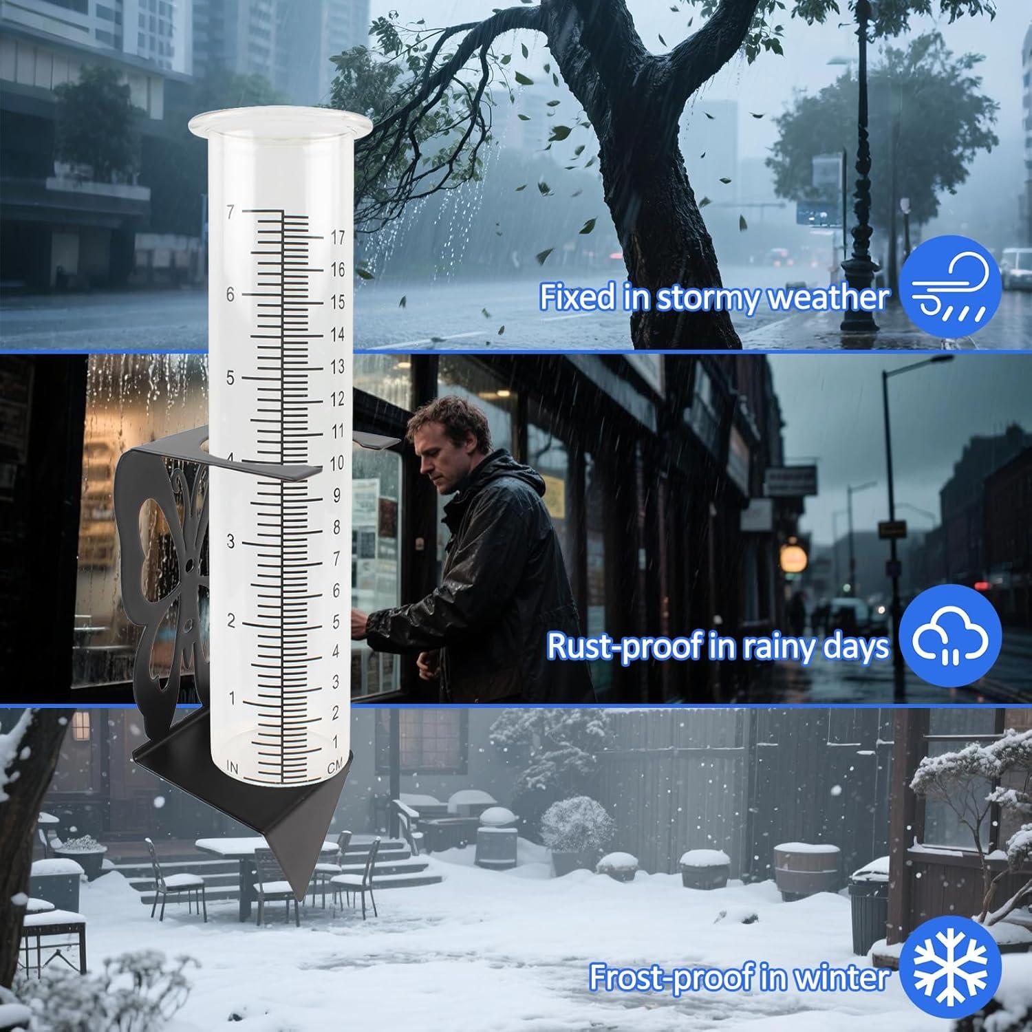 Medidor de Lluvia TBWHL 21cm con Soporte Acero Inoxidable Mariposa