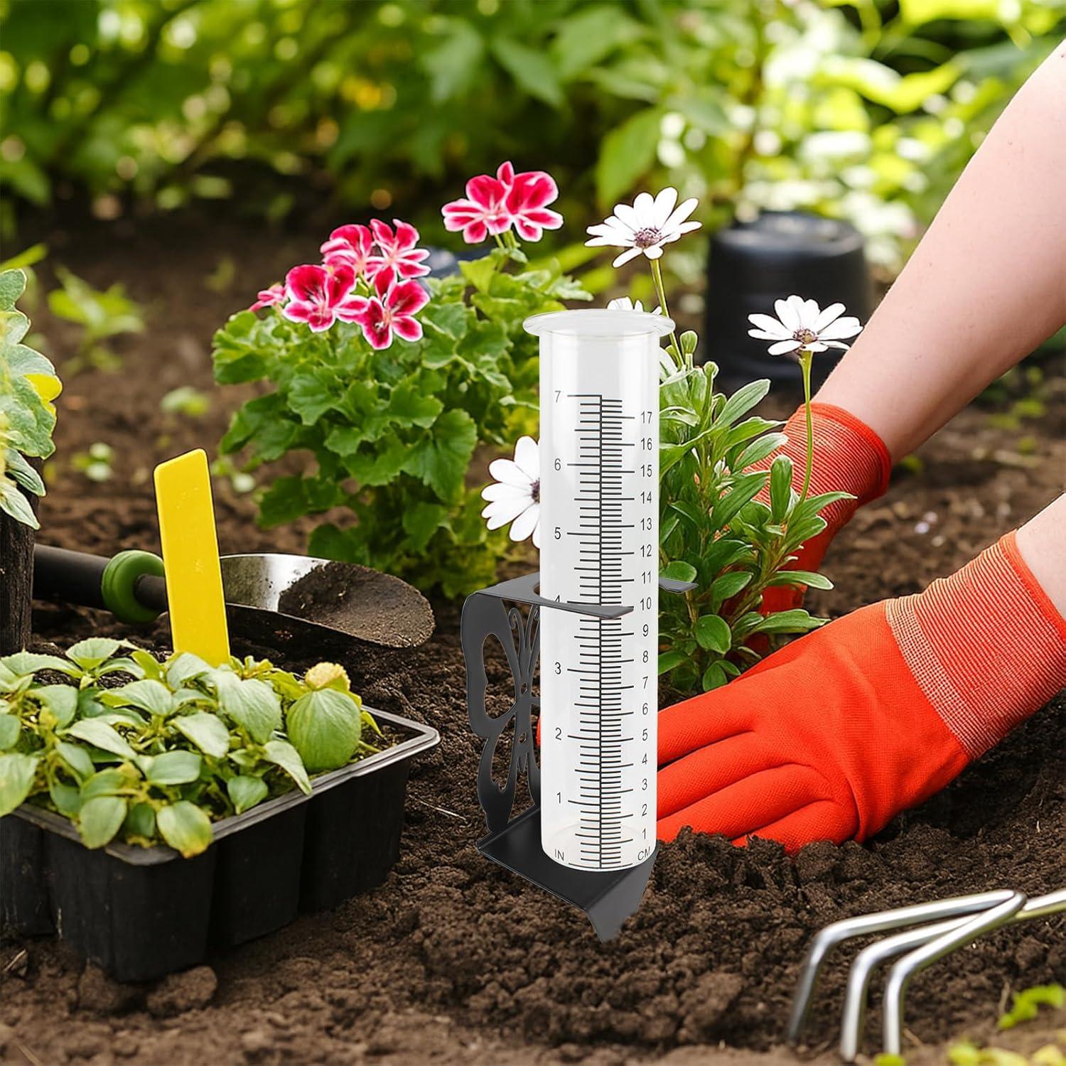 Medidor de Lluvia TBWHL 21cm con Soporte Acero Inoxidable Mariposa