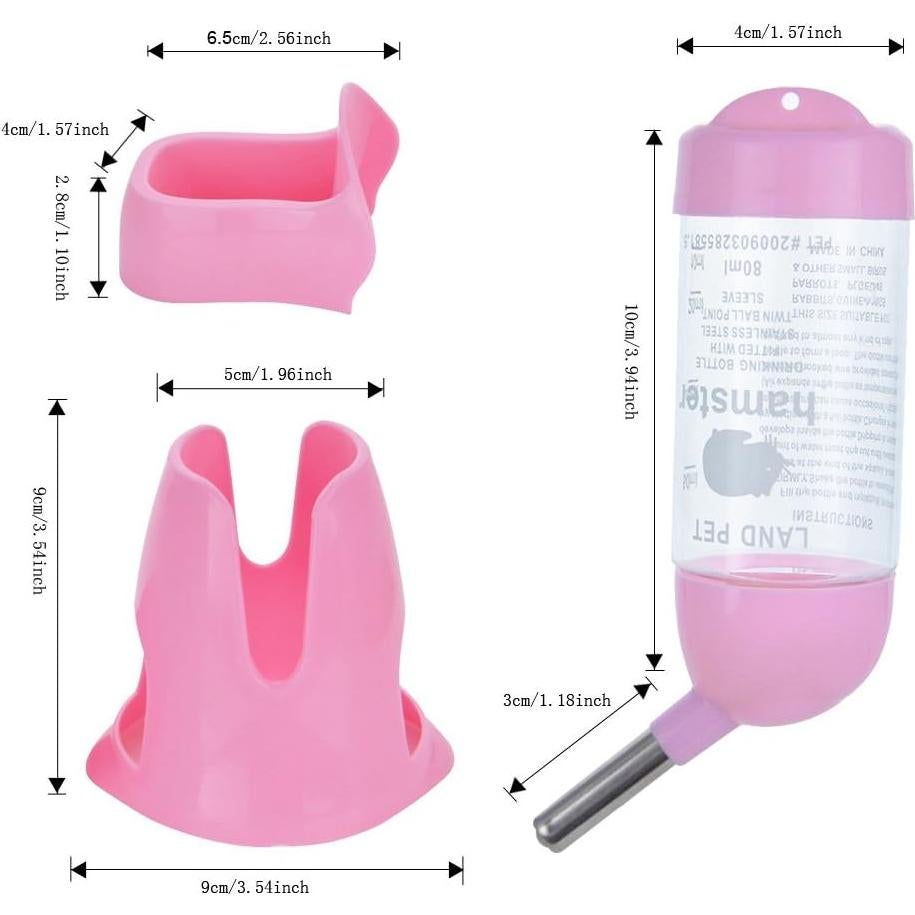 Botella de Agua Automática para Hámster Guardians 80ml Rosa