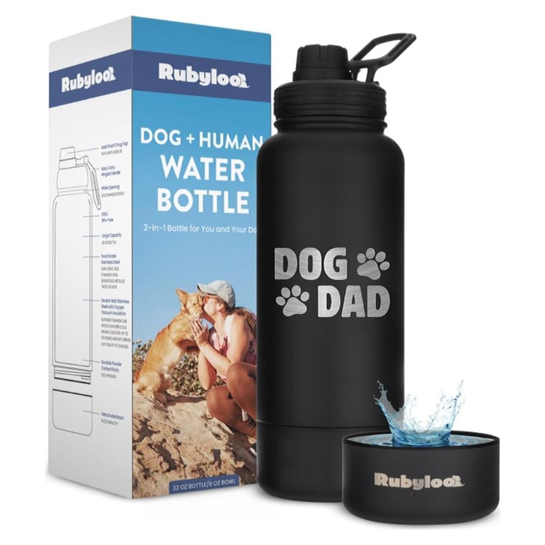 Botella de Agua Acero Inoxidable 32 oz Papá Perro con Tazón