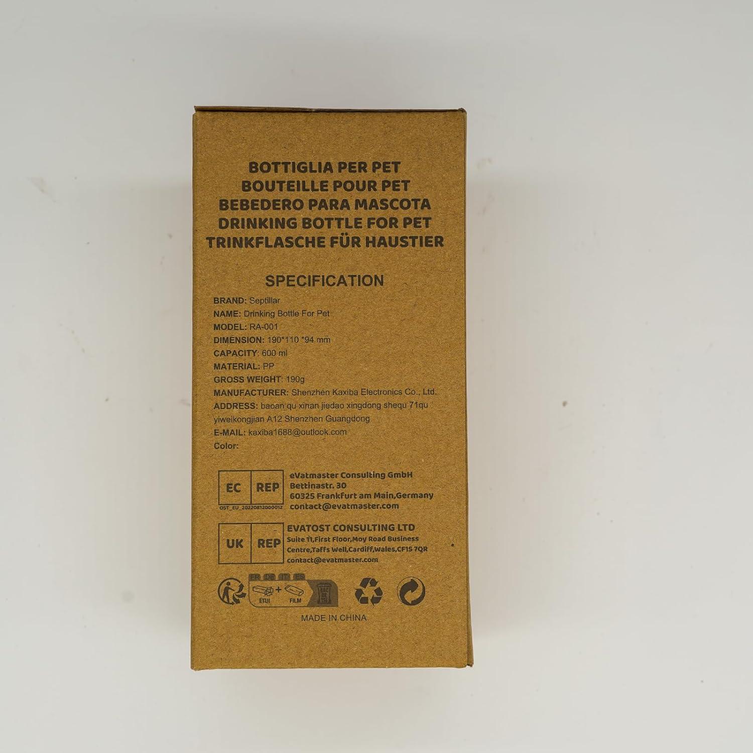 Botella de Agua para Mascotas Septillar 600ml Verde