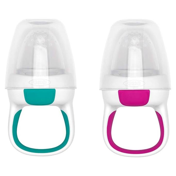Alimentador Autónomo de Silicona OXO Tot 2 Piezas Verde/Rosa