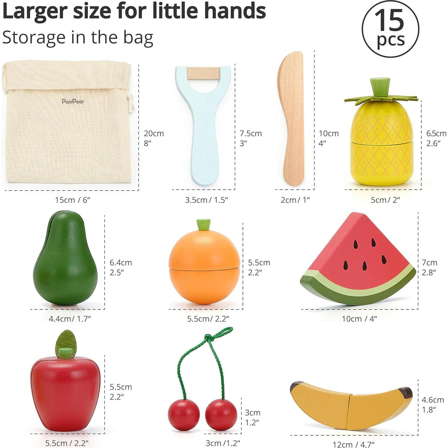 Conjunto de Comida de Juguete de Madera PairPear Frutas 3+ Años