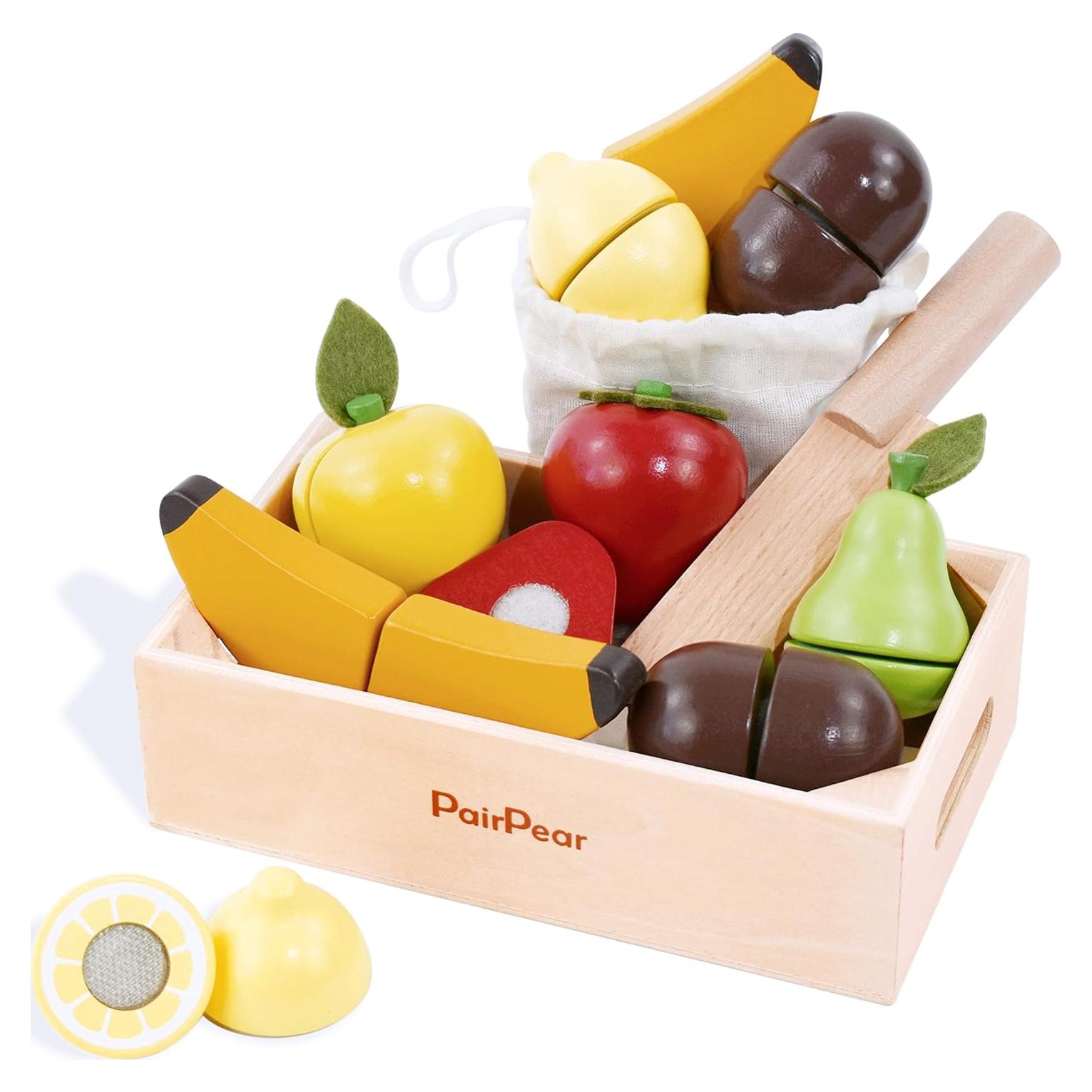 Juego de Comida de Madera PairPear - Frutas y Verduras 18.8x11.4 cm
