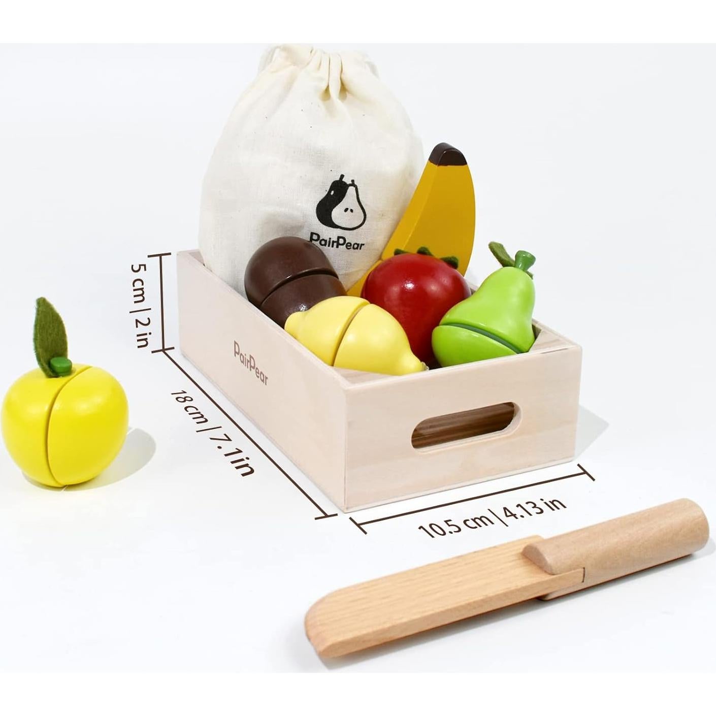 Juego de Comida de Madera PairPear - Frutas y Verduras 18.8x11.4 cm