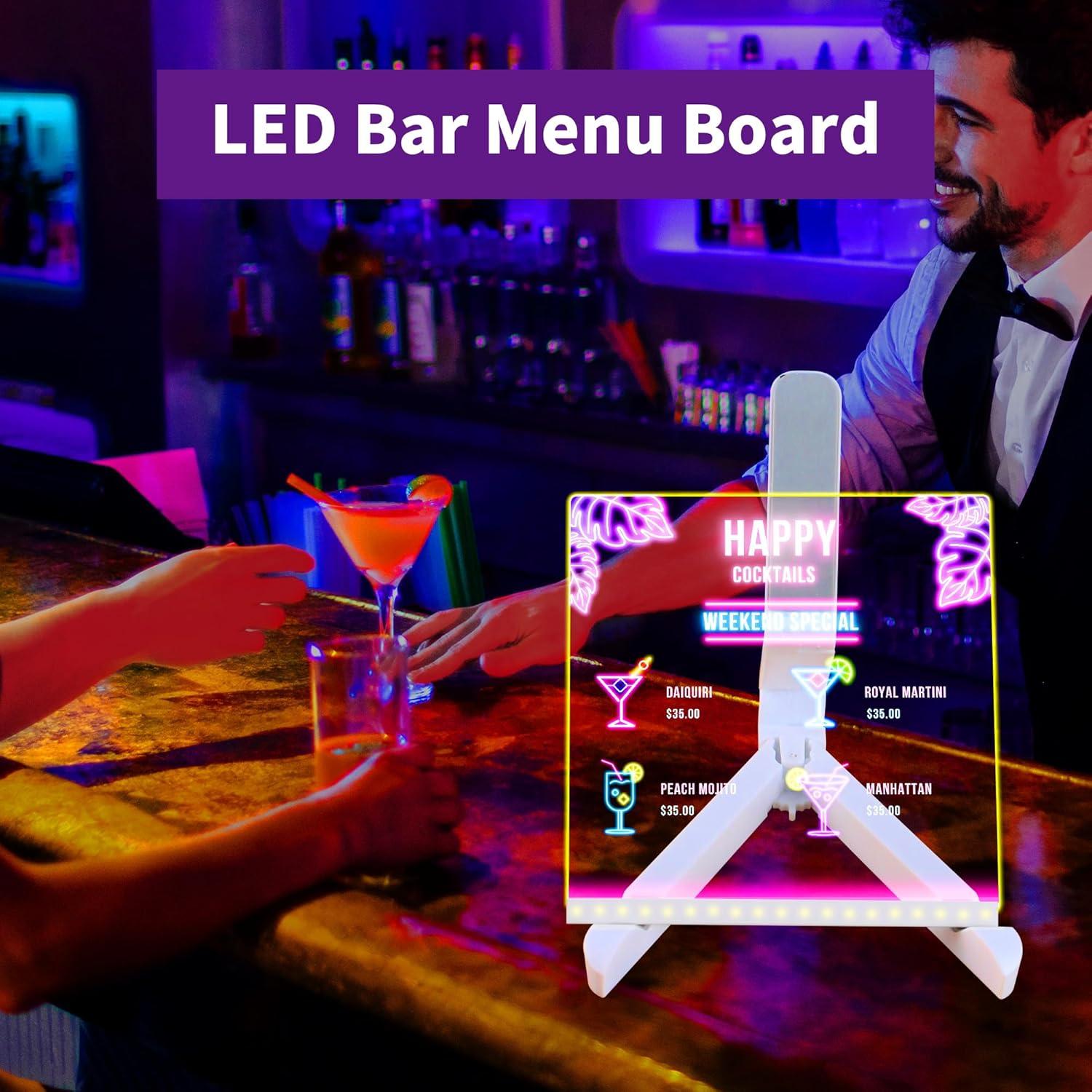 Tablero LED Acrílico TOGJUSSAE 20x20 cm con 7 Bolígrafos