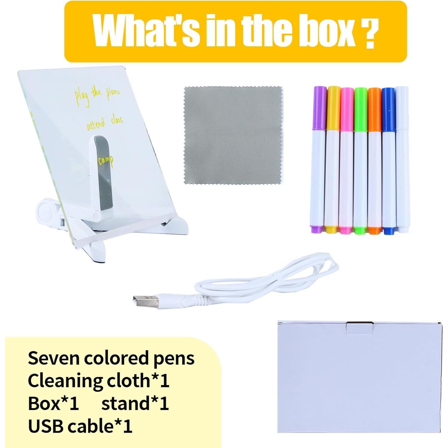 Tablero LED Acrílico TOGJUSSAE 20x20 cm con 7 Bolígrafos