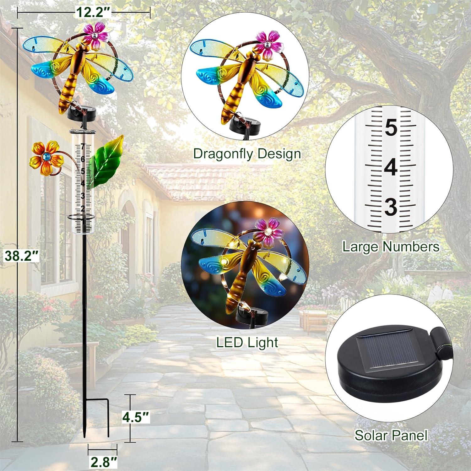 Medidor de Lluvia Solar Pearlstar Libélula 0.68kg Decorativo