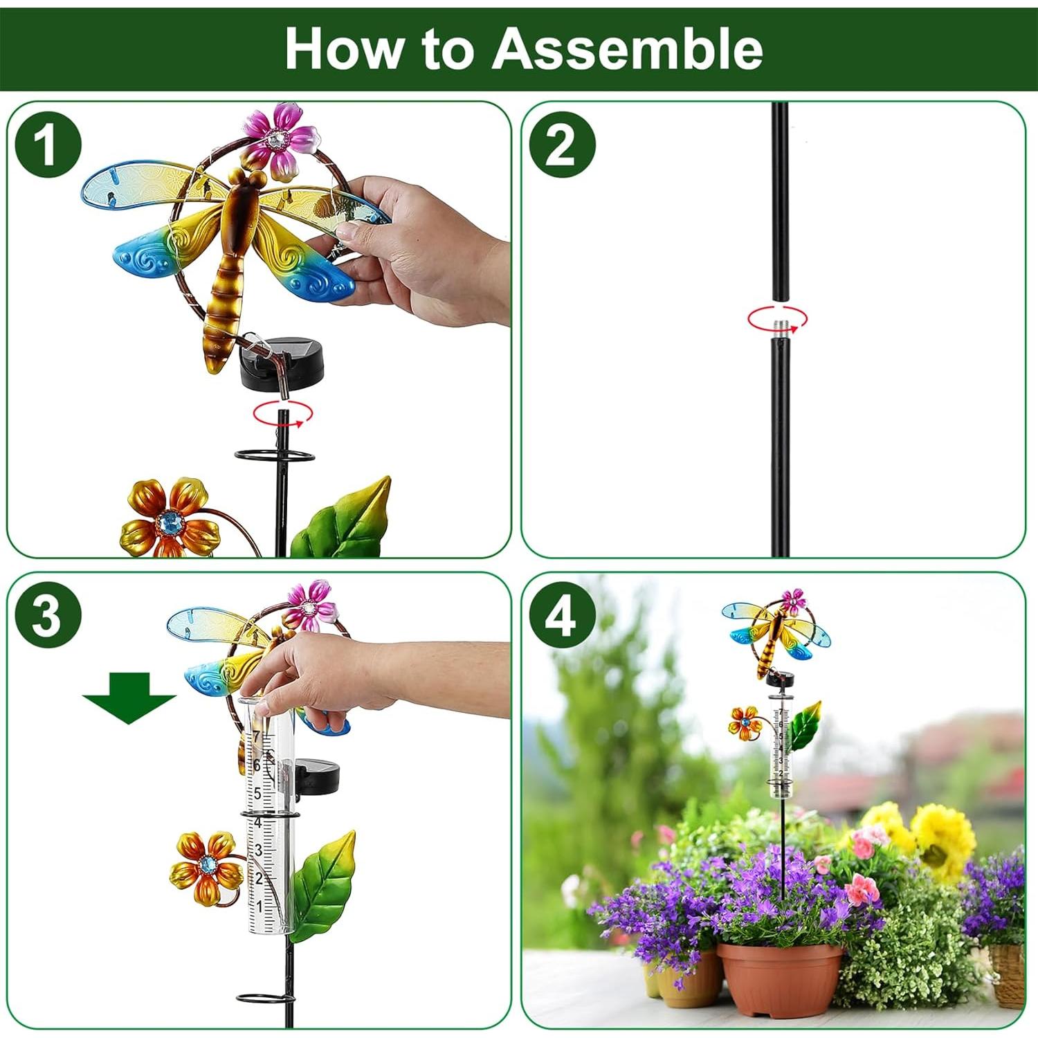 Medidor de Lluvia Solar Pearlstar Libélula 0.68kg Decorativo