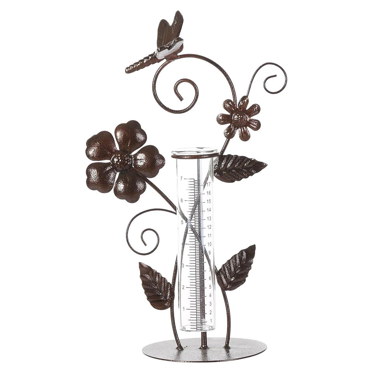 Pluviometro de Metal y Vidrio Libélula 17cm Decoración Jardín