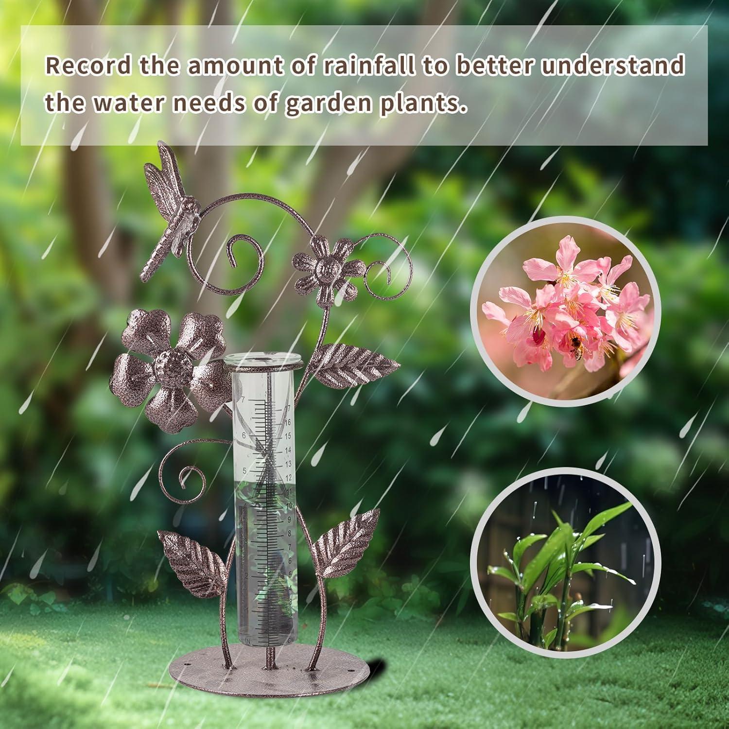 Pluviometro de Metal y Vidrio Libélula 17cm Decoración Jardín