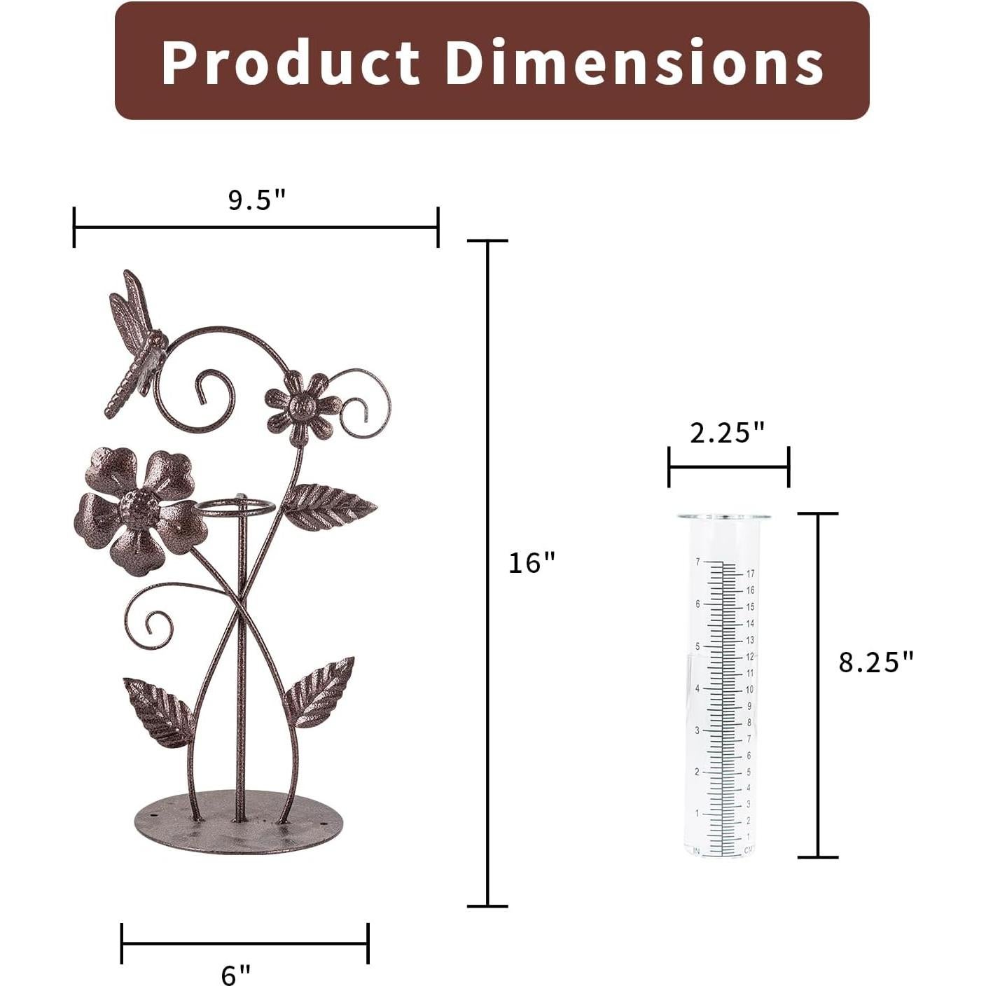 Pluviometro de Metal y Vidrio Libélula 17cm Decoración Jardín