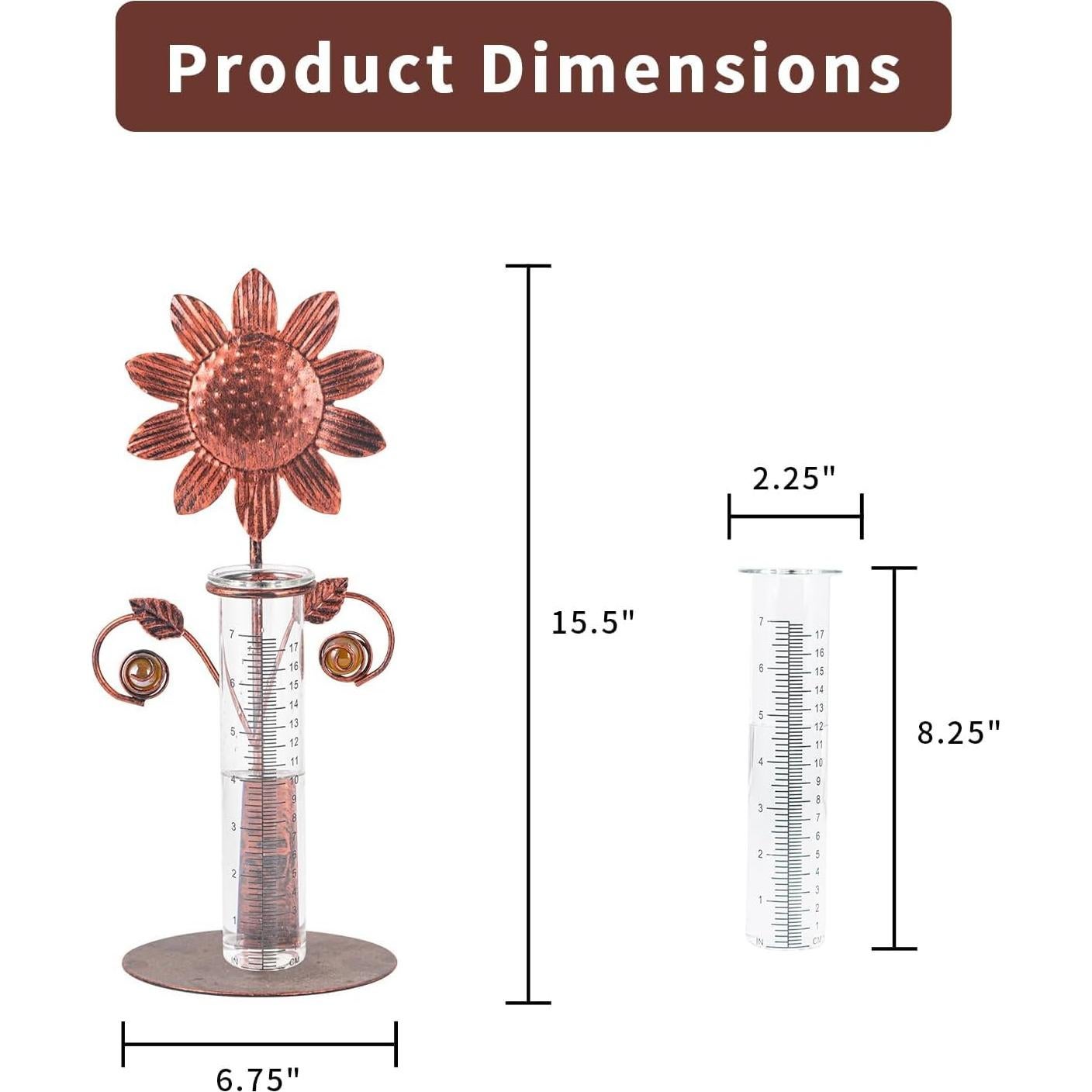 Medidor de Lluvia Topadorn de Metal y Vidrio 17 cm Fácil Lectura