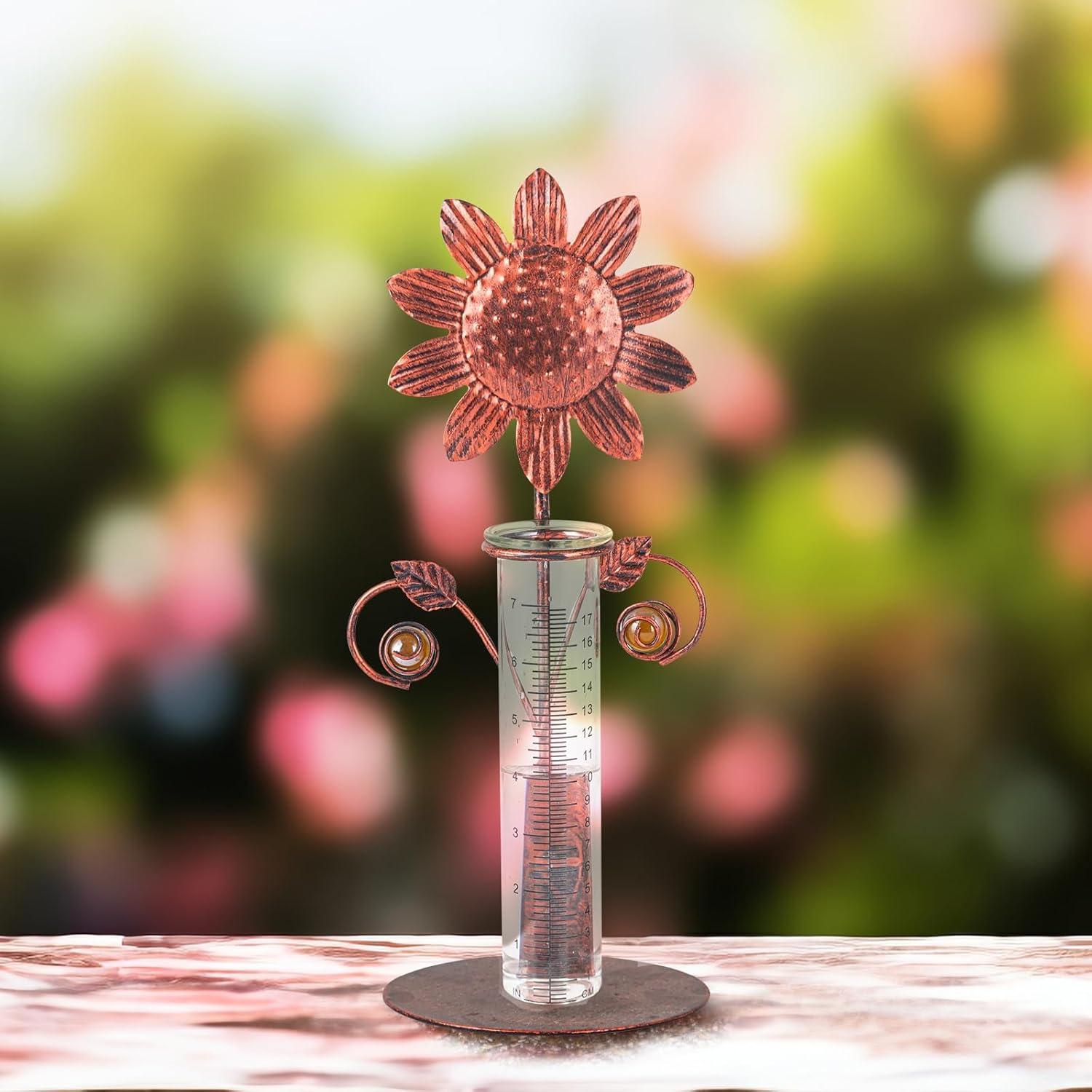 Medidor de Lluvia Topadorn de Metal y Vidrio 17 cm Fácil Lectura