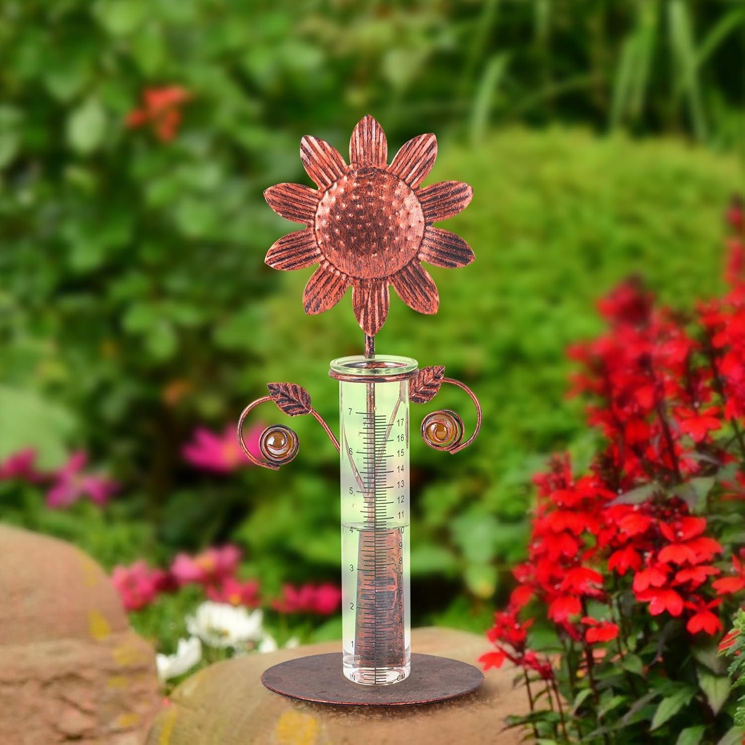 Medidor de Lluvia Topadorn de Metal y Vidrio 17 cm Fácil Lectura