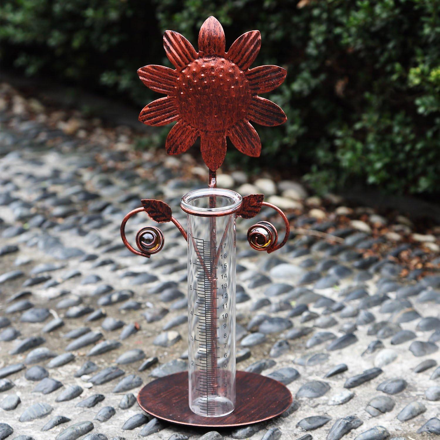 Medidor de Lluvia Topadorn de Metal y Vidrio 17 cm Fácil Lectura