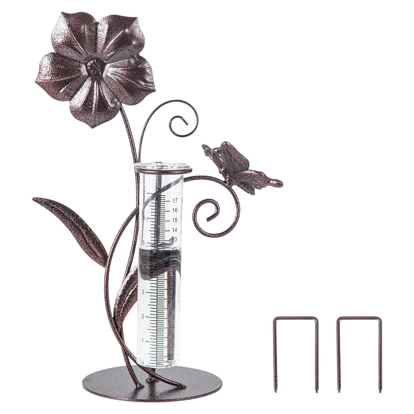 Pluviómetro DUSVALLY 17.78 cm con diseño de mariposa decorativo