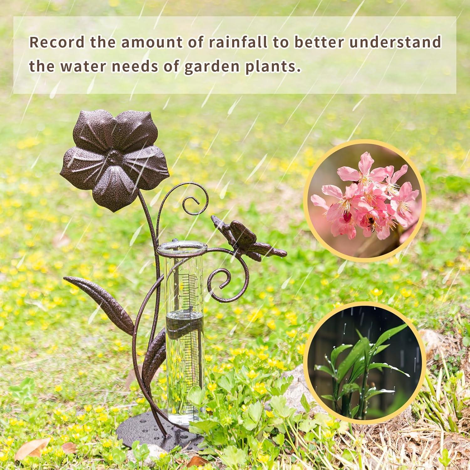 Pluviómetro DUSVALLY 17.78 cm con diseño de mariposa decorativo