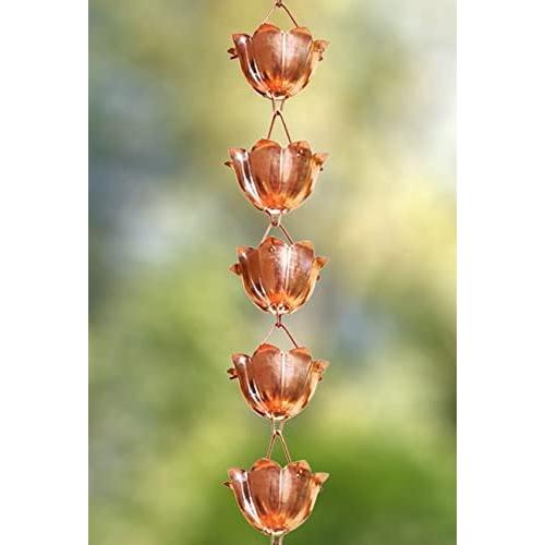 Cadena de Lluvia de Cobre Puro Monarch 2.6 m con 18 Copas