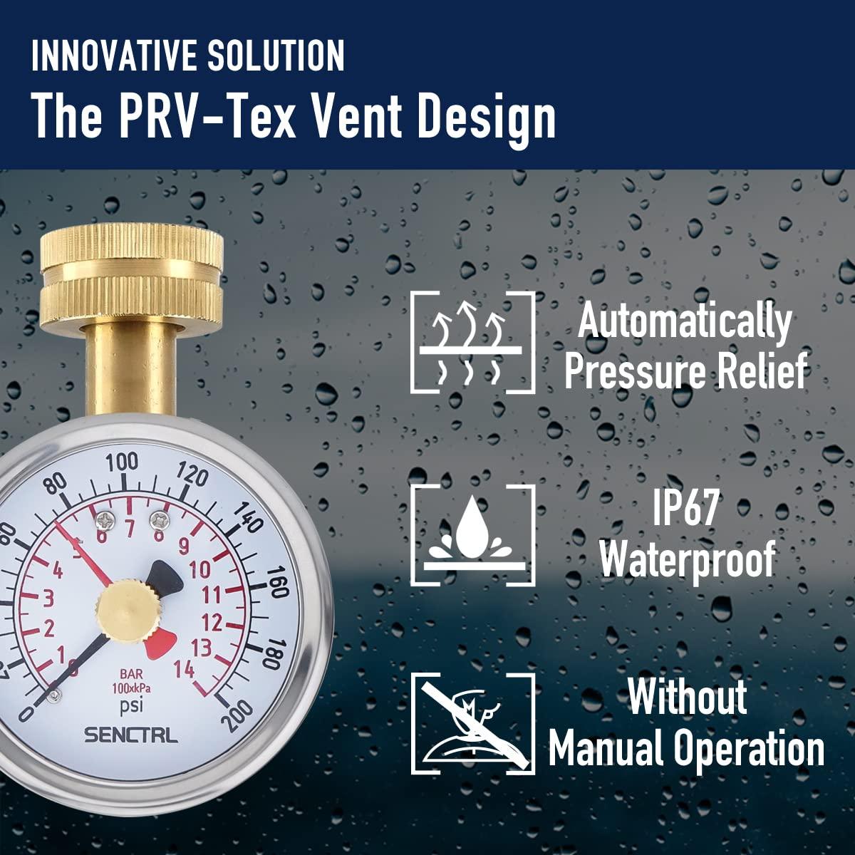 Manómetro de presión de agua SENCTRL 0-14 Bar 2.5" sin plomo