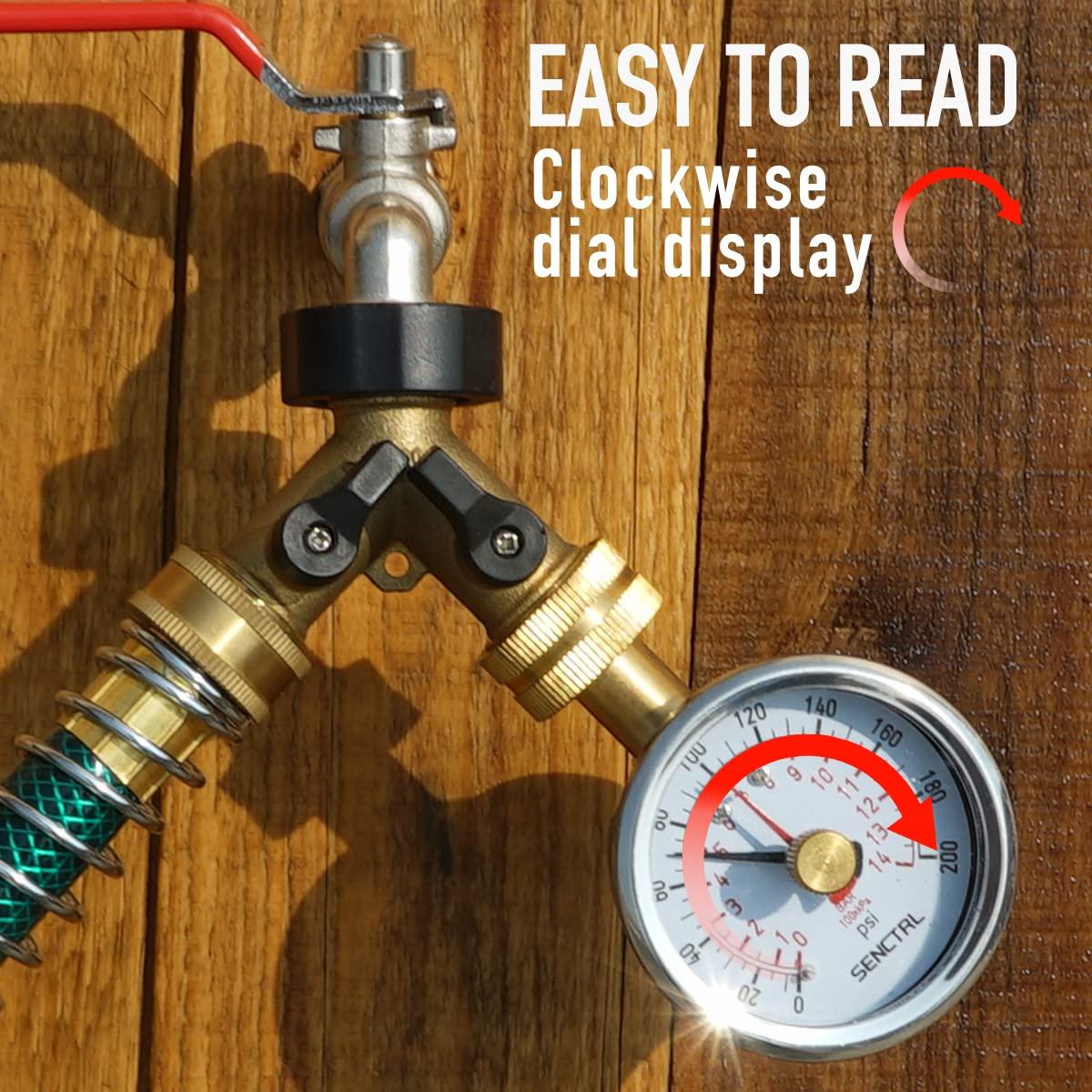 Manómetro de presión de agua SENCTRL 0-14 Bar 2.5" sin plomo