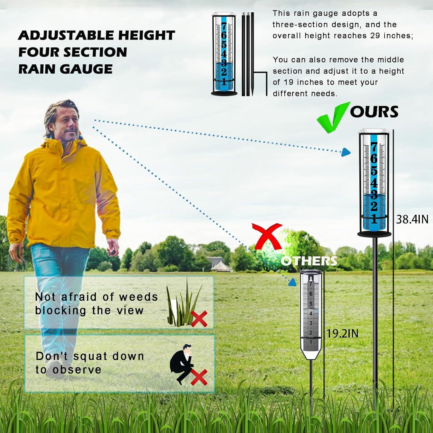 Pluviómetro Exterior Asenron 4 Secciones Ajustable 93.98 cm