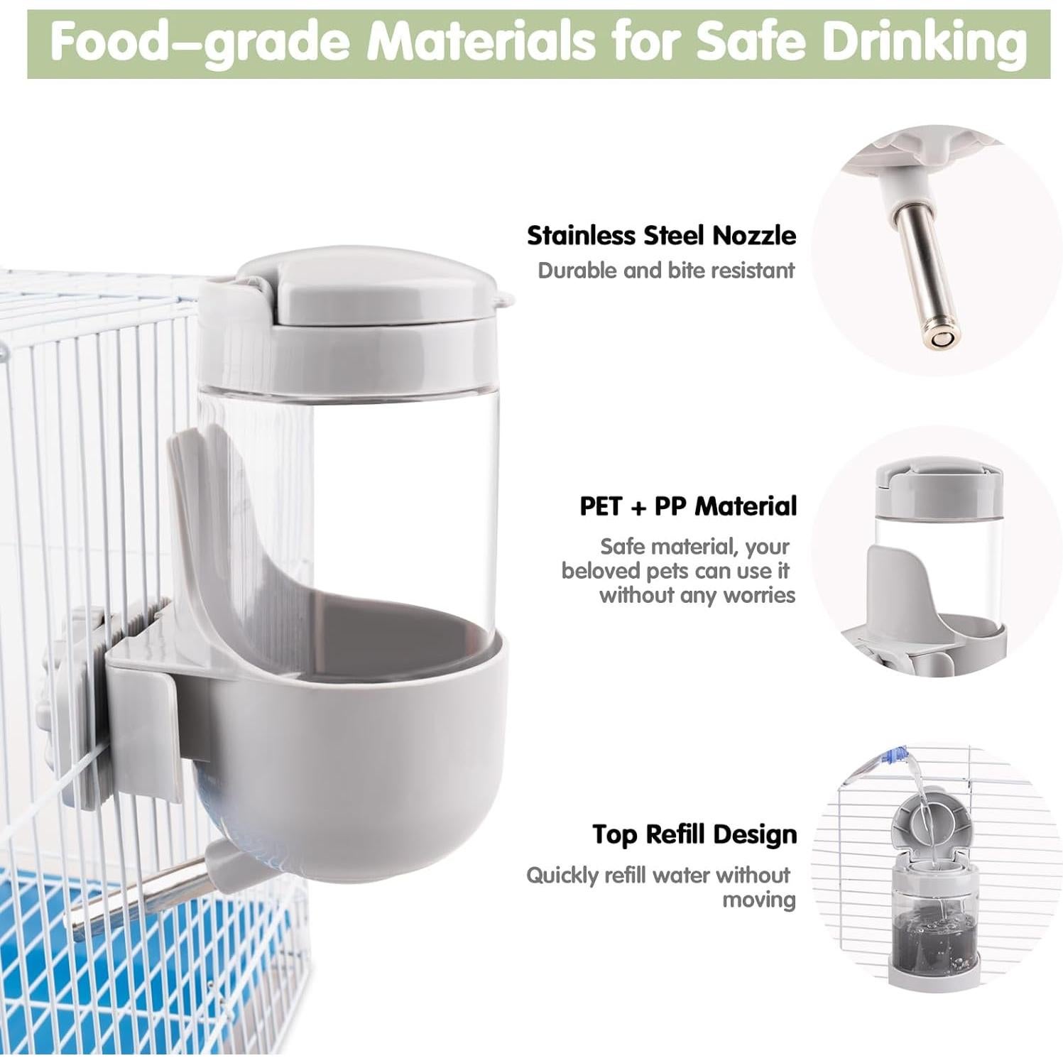 Botella de Agua Sin Goteo Depets 354 ml para Animales Pequeños