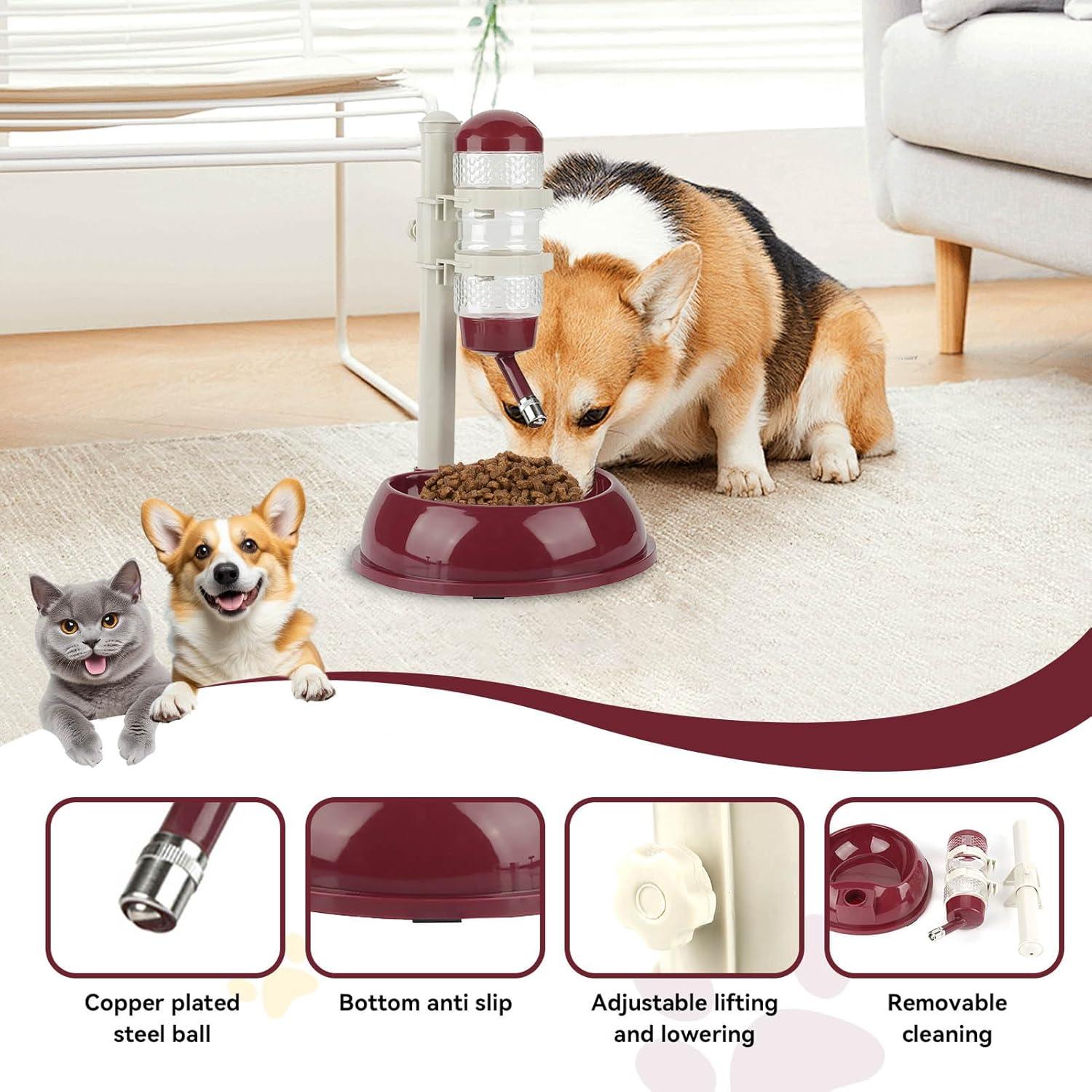 Dispensador de Agua para Mascotas Cyrank Ajustable 500ml Marrón