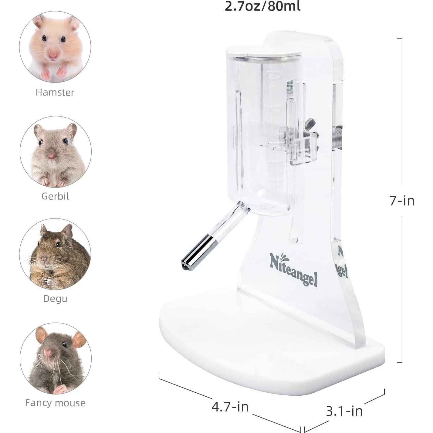 Botella de Agua para Hámster Niteangel 80ml Sin Goteo