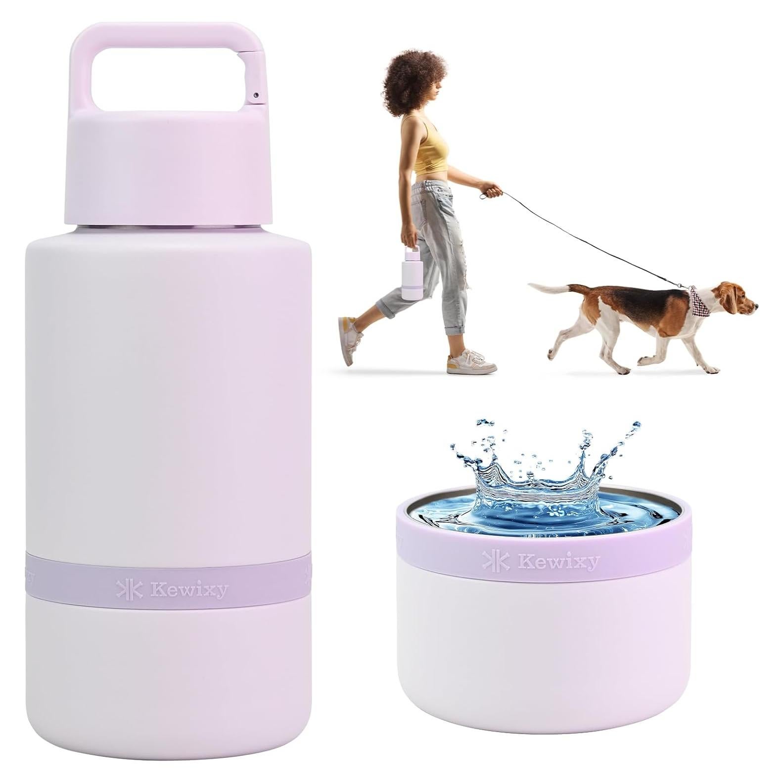 Botella de Agua Aislada para Perros KEWIXY 1007ml Malva Pálido
