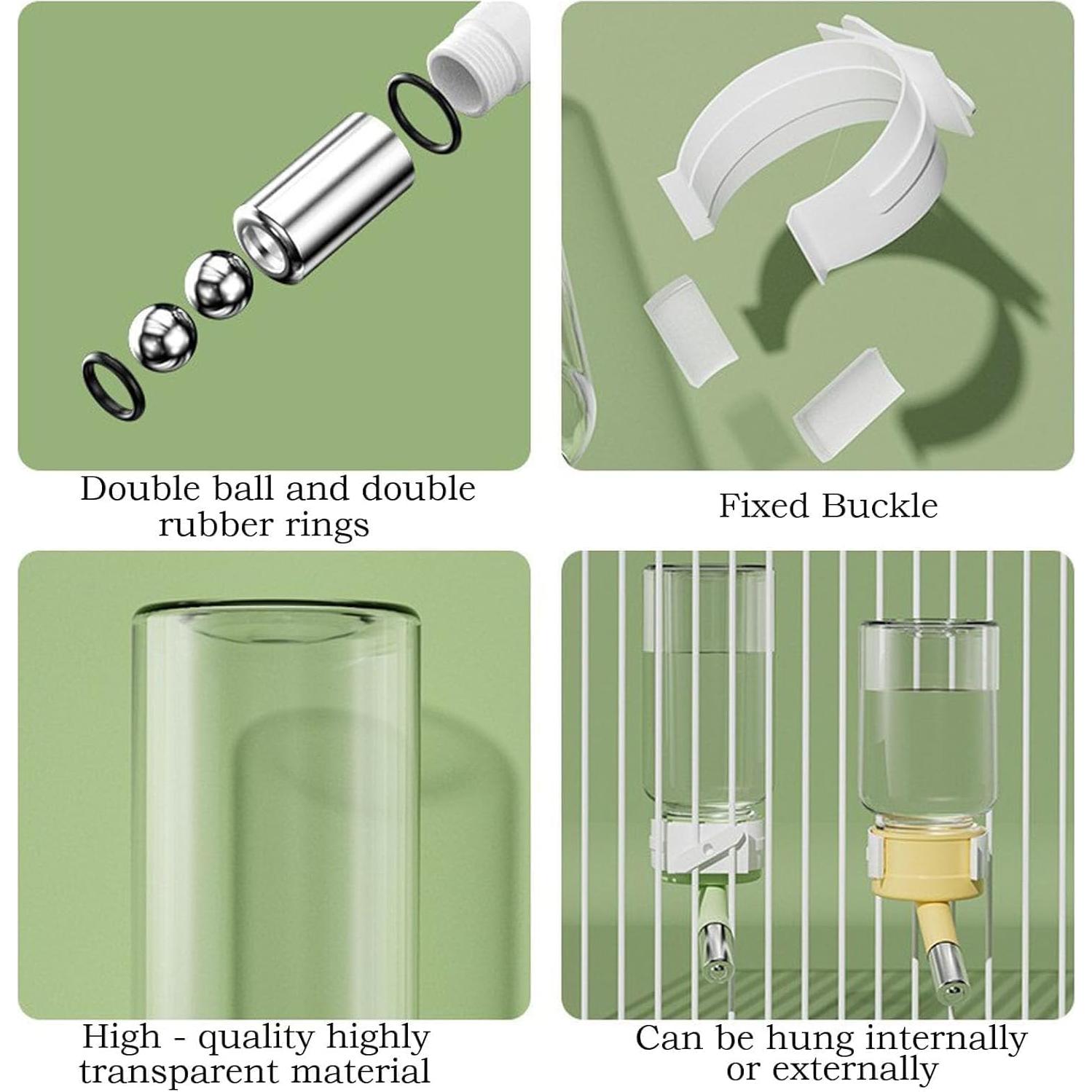 Botella de Agua Sin Goteo QUAZARA para Hámsters 115.7g Rosa