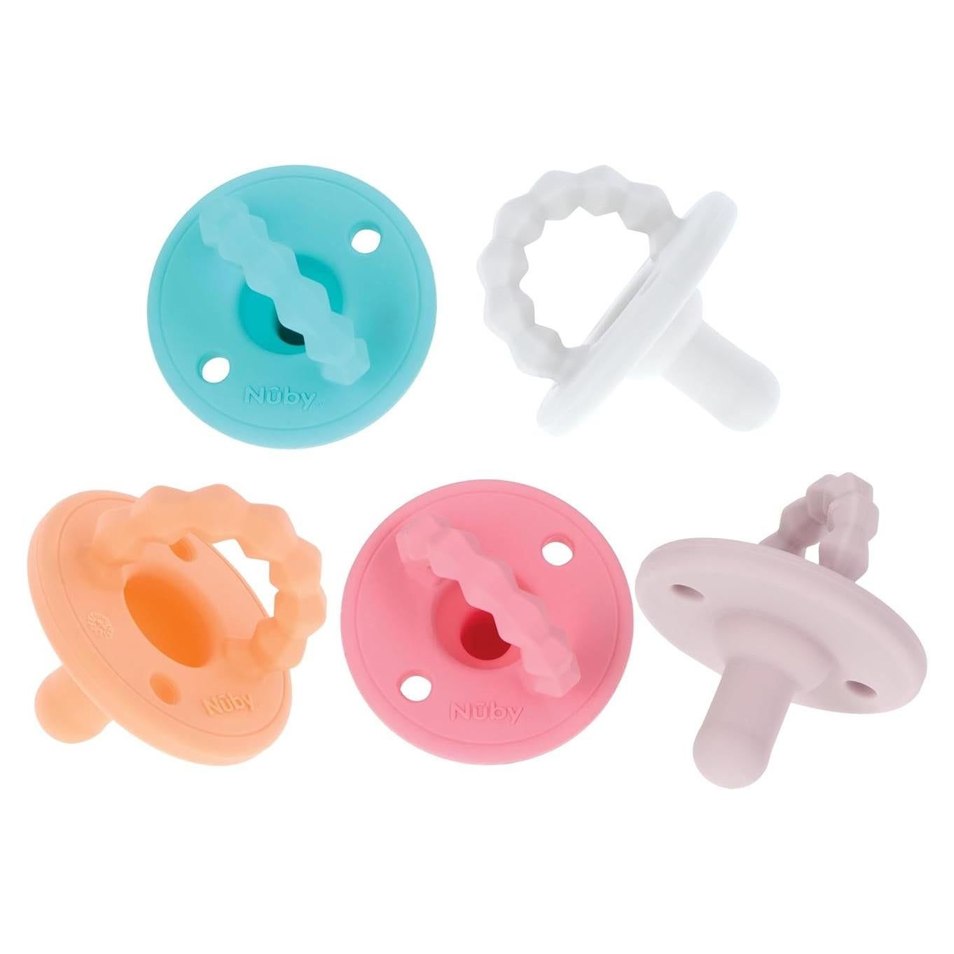 Chupete y Mordedor de Silicona Nuby Softees - 5 Unidades 0+ Meses
