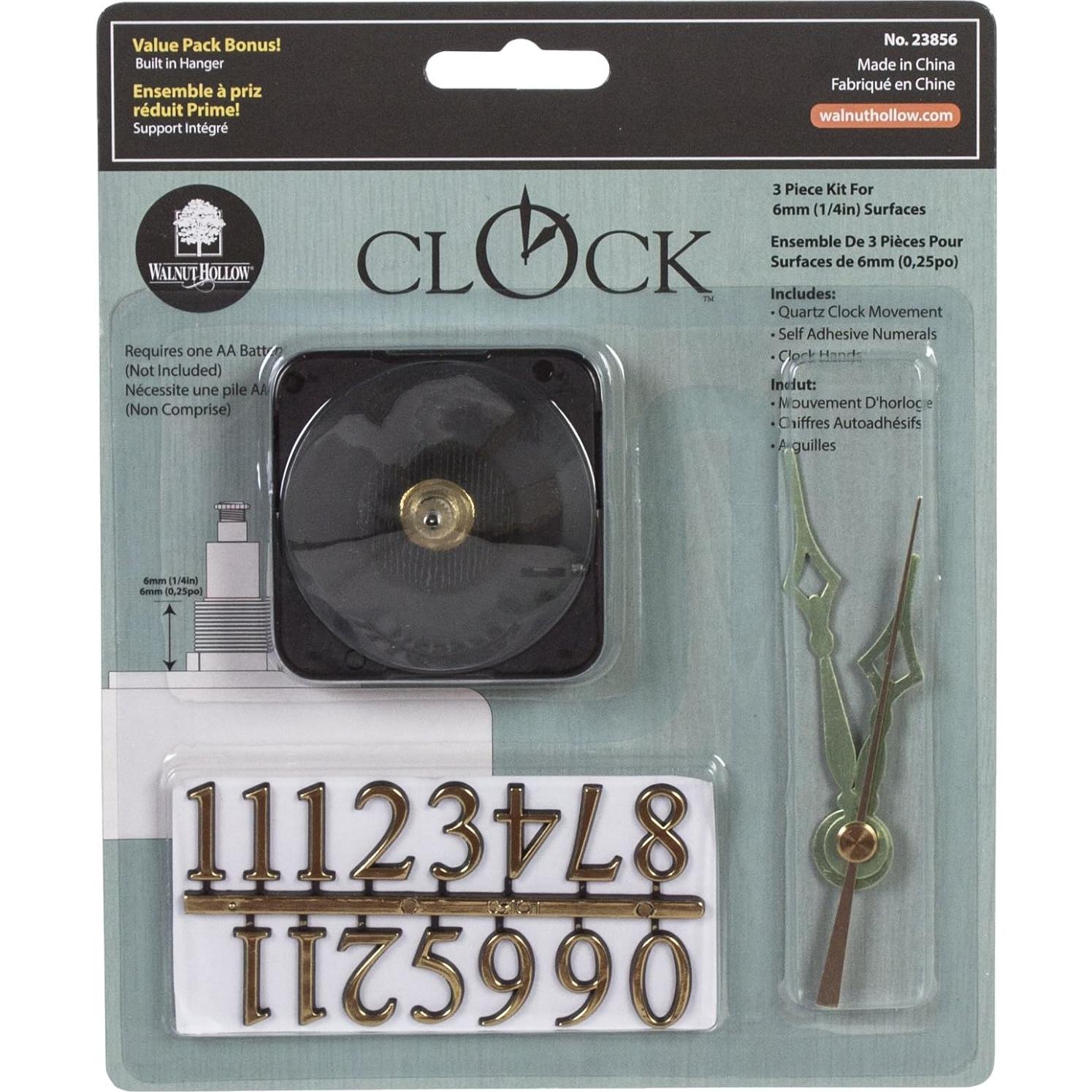 Kit de Reloj Walnut Hollow 3 Piezas para Superficies 6.35 mm