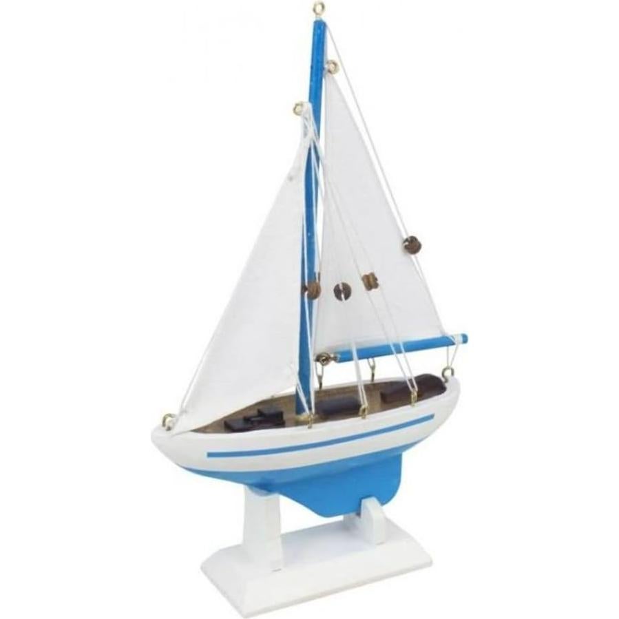 Velero de Madera Azul Claro Hampton Nautical 22.86 cm Decoración