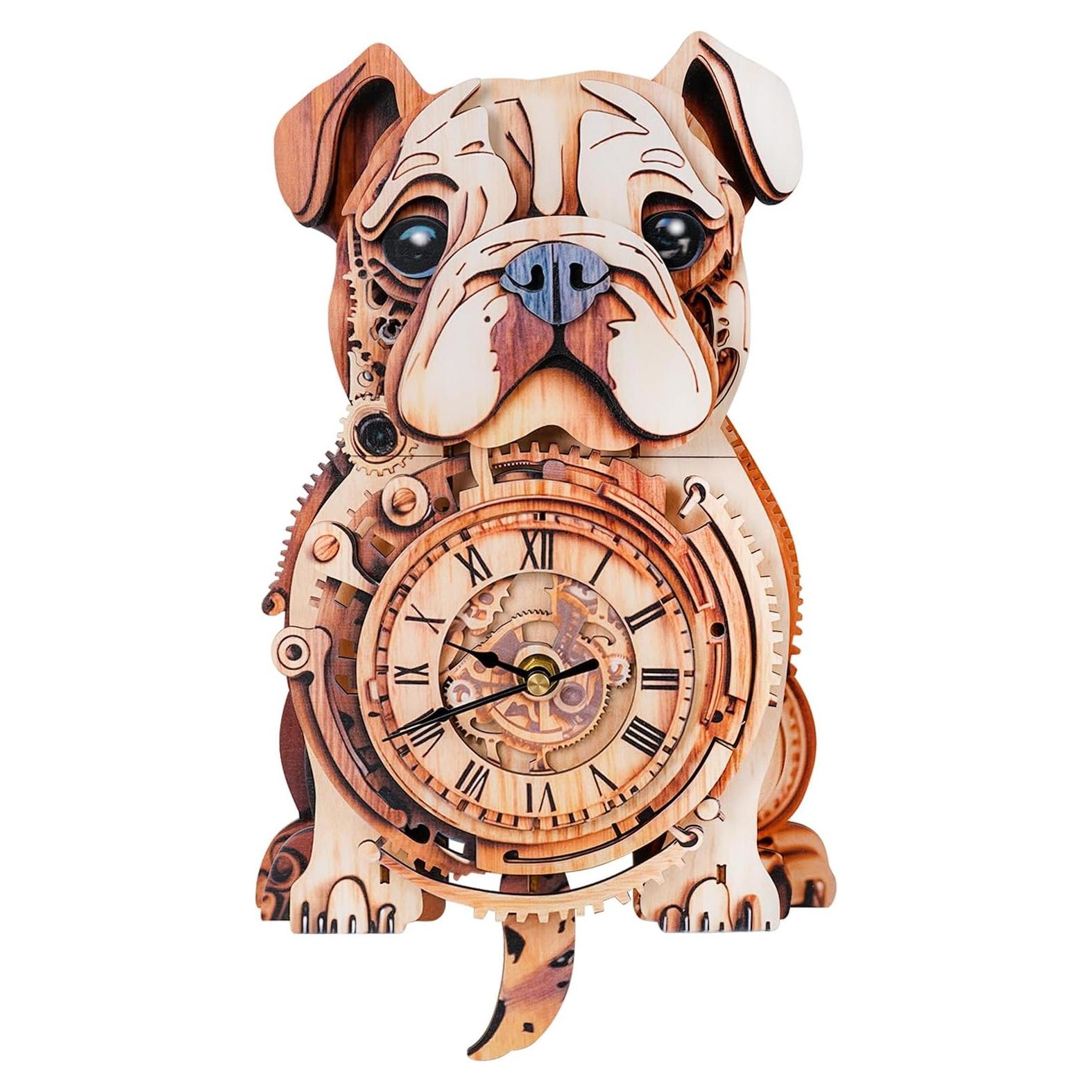 Rompecabezas 3D de Madera Pijesaksa Reloj Bulldog DIY