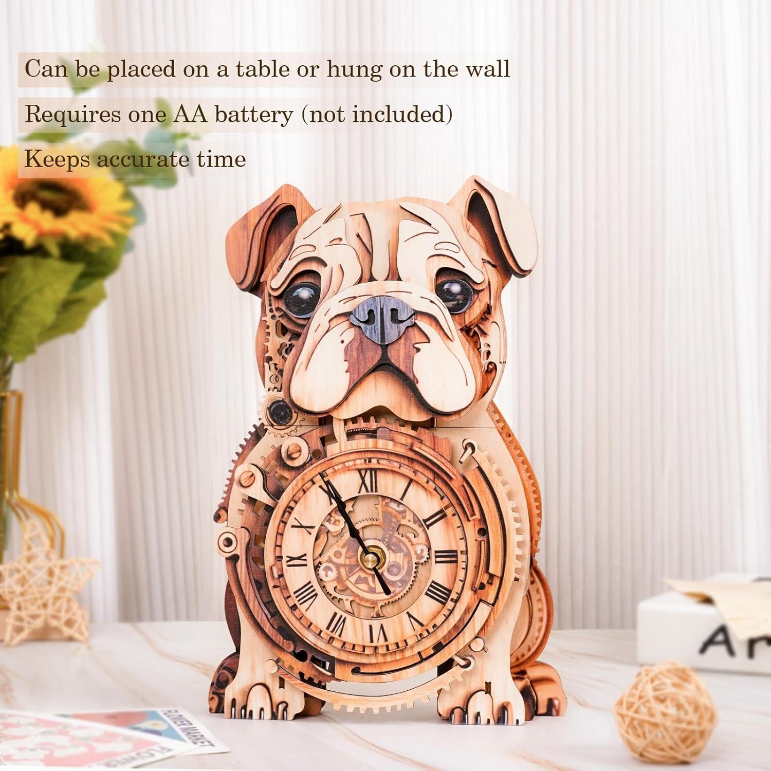 Rompecabezas 3D de Madera Pijesaksa Reloj Bulldog DIY