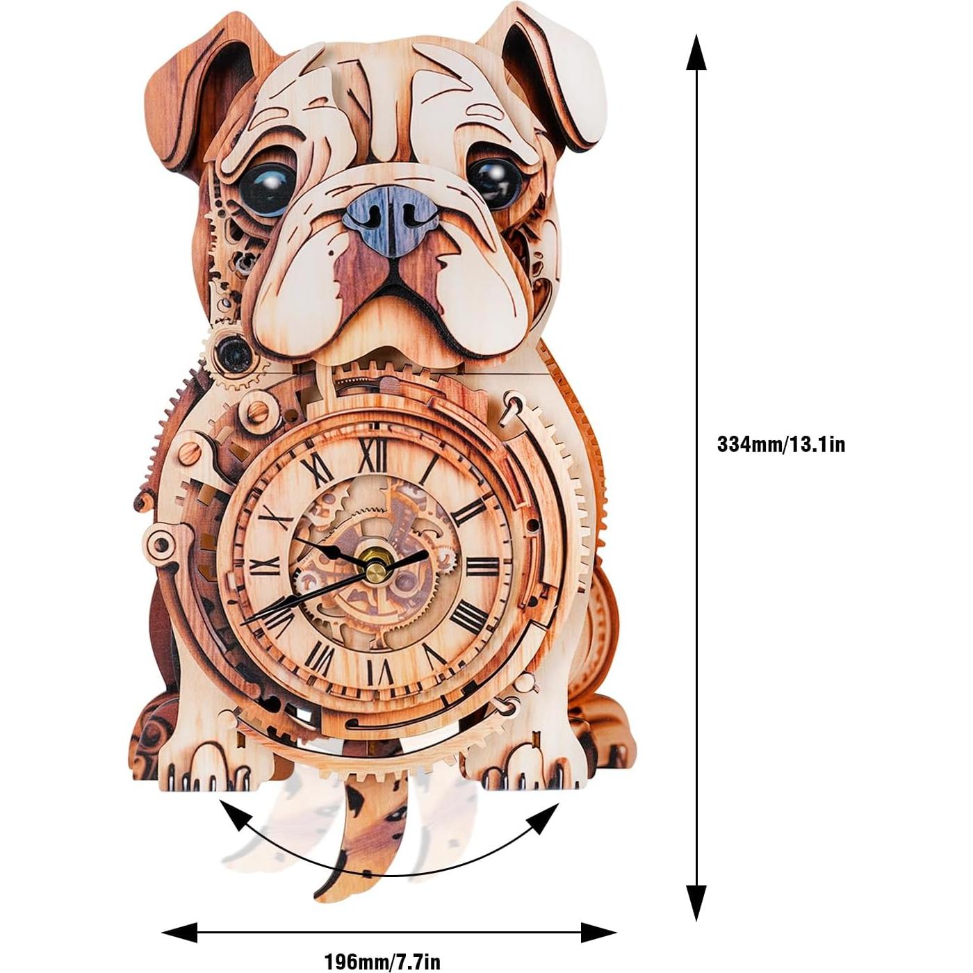 Rompecabezas 3D de Madera Pijesaksa Reloj Bulldog DIY