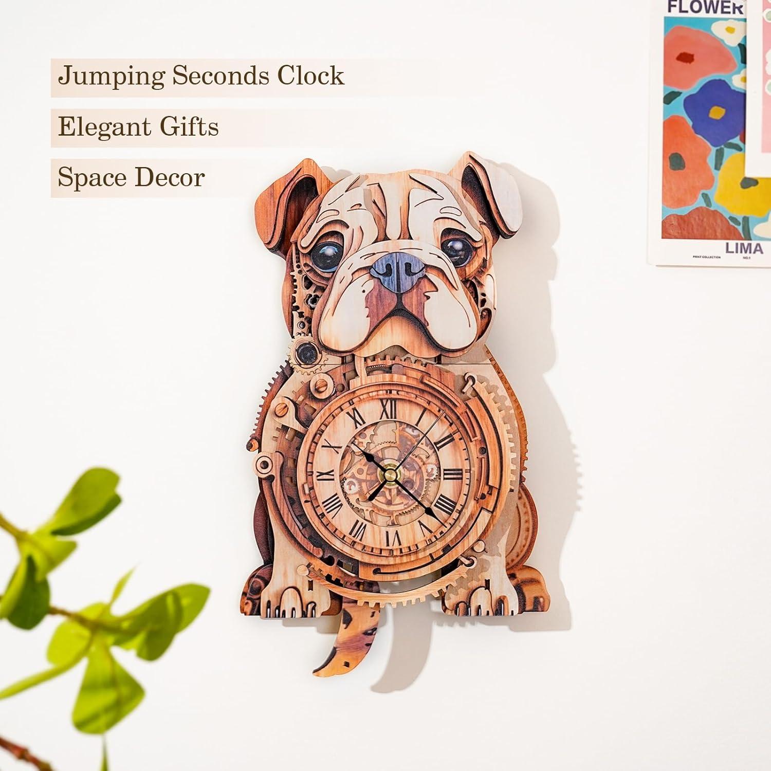 Rompecabezas 3D de Madera Pijesaksa Reloj Bulldog DIY