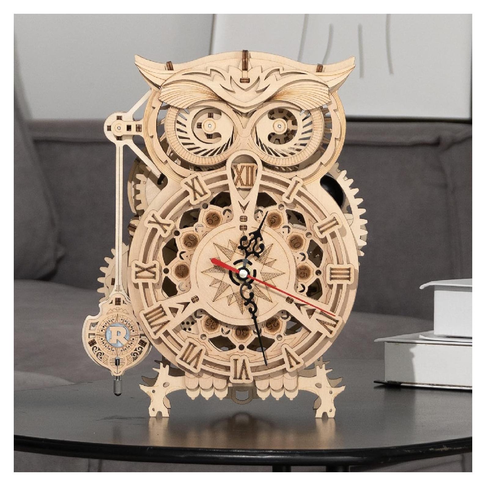 Rompecabezas 3D ROKR Reloj Búho de Madera DIY 160 Piezas